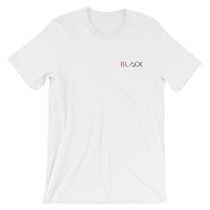 BLACK Embroidered {in multi-color} T-shirt