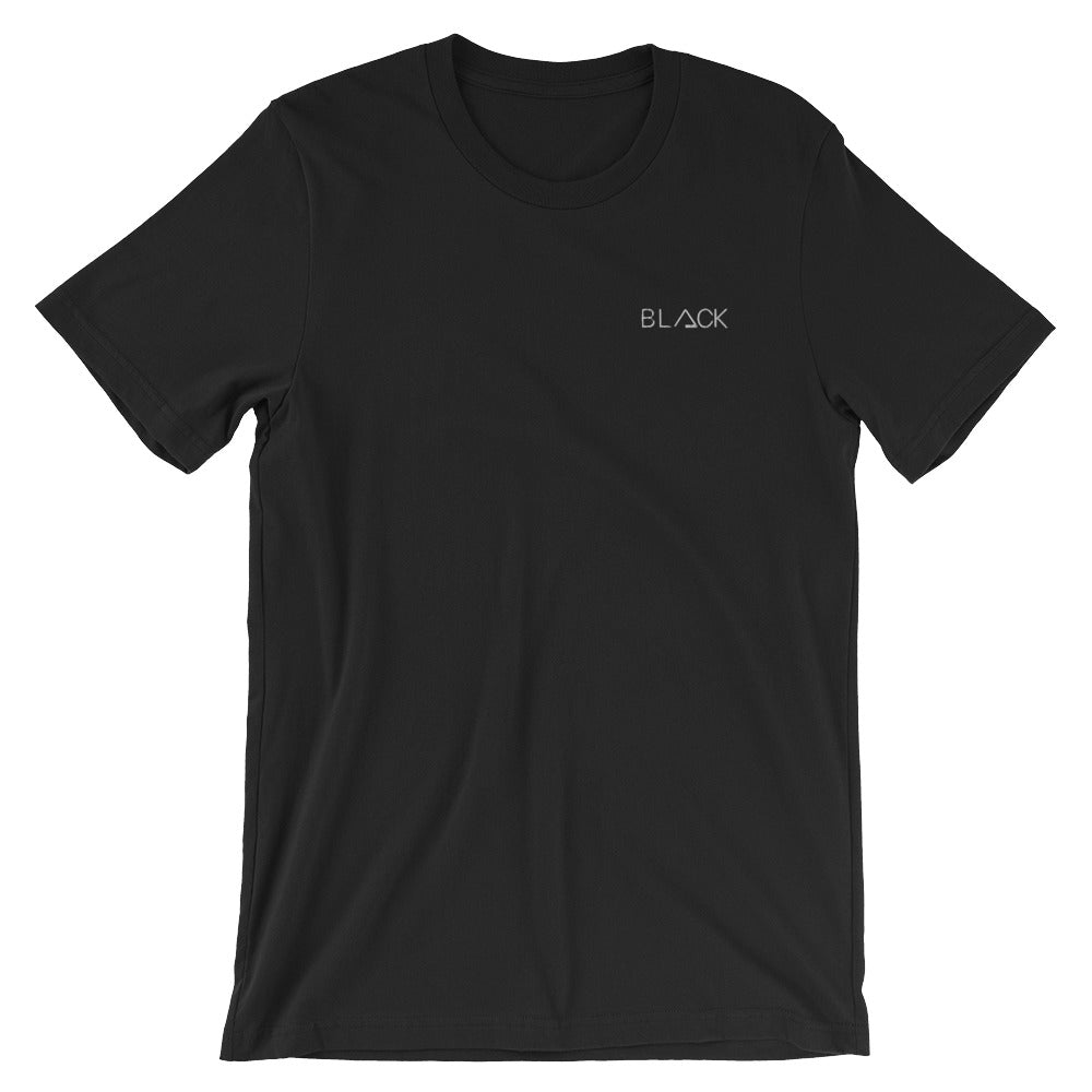 BLACK Embroidered {in white} Unisex T-Shirt