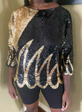 Vintage Black and Gold Sequin Top