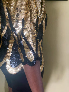 Vintage Black and Gold Sequin Top