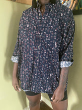 Vintage Oversized Men's Printed Button Down